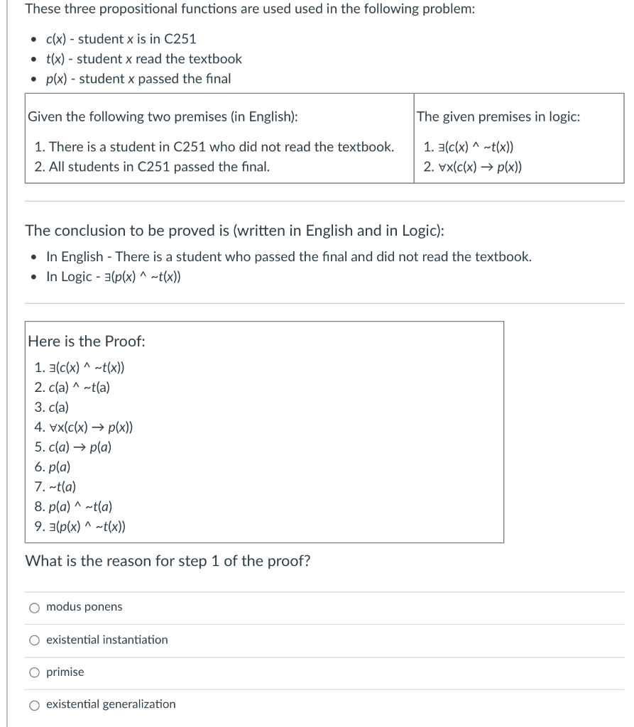 Solved Propositional Functions: Use The Propositional | Chegg.com