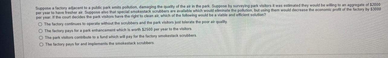 Solved Suppose a factory adjacent to a public park emits | Chegg.com