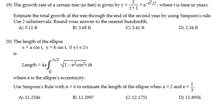 Solved 19) The growth rate of a certain tree (in feet) is | Chegg.com