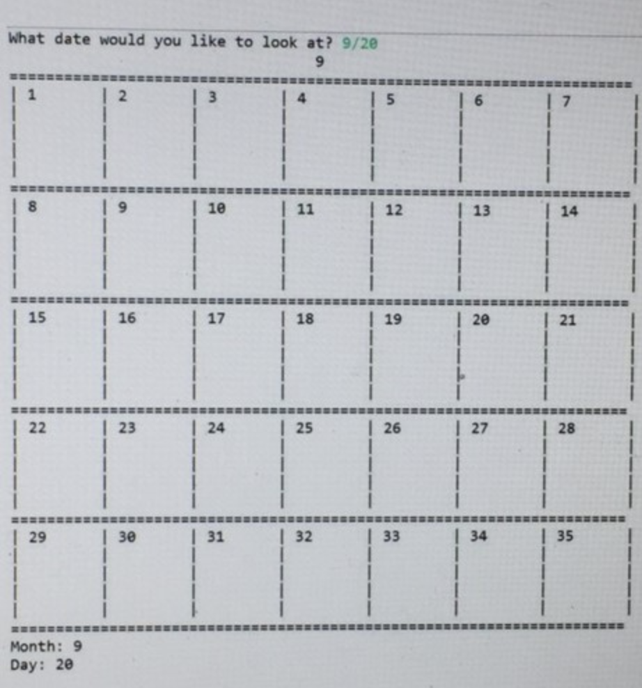 Solved Need help with this second part of my calendar | Chegg.com