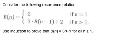 Solved Consider The Following Recurrence Relation: | Chegg.com