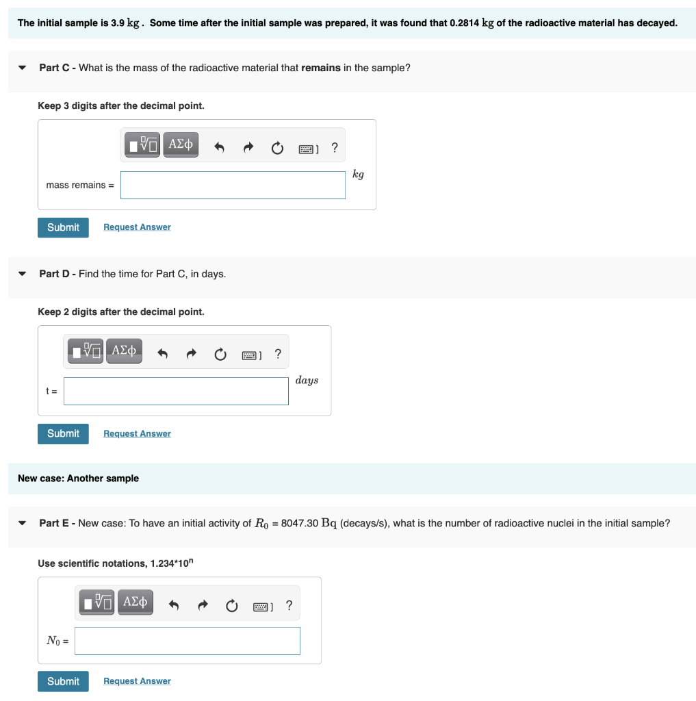 Solved Learning Goal: Radioactive decay - Half - life Time N | Chegg.com