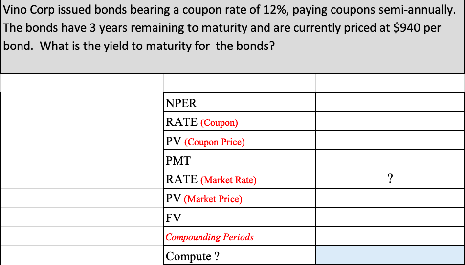 Solved Vino Corp Issued Bonds Bearing A Coupon Rate Of 12 Chegg
