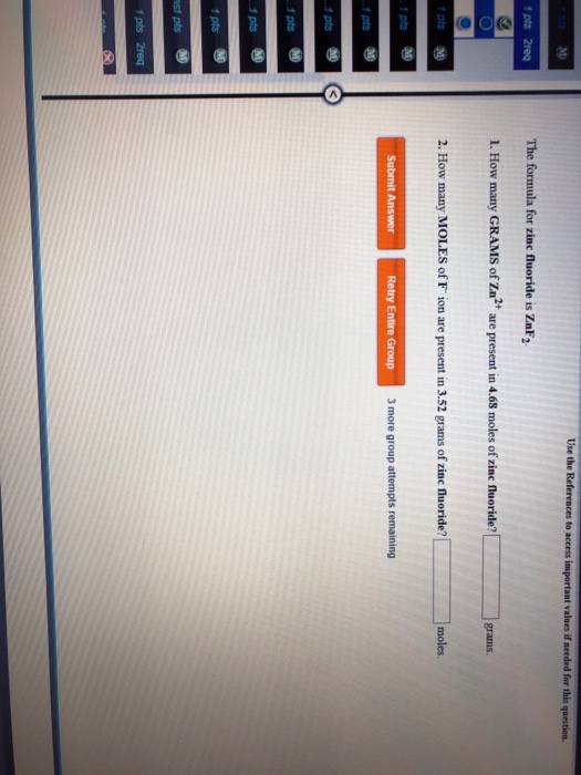 Solved 抄 The formula for zinc fluoride is ZnF2 l. How many