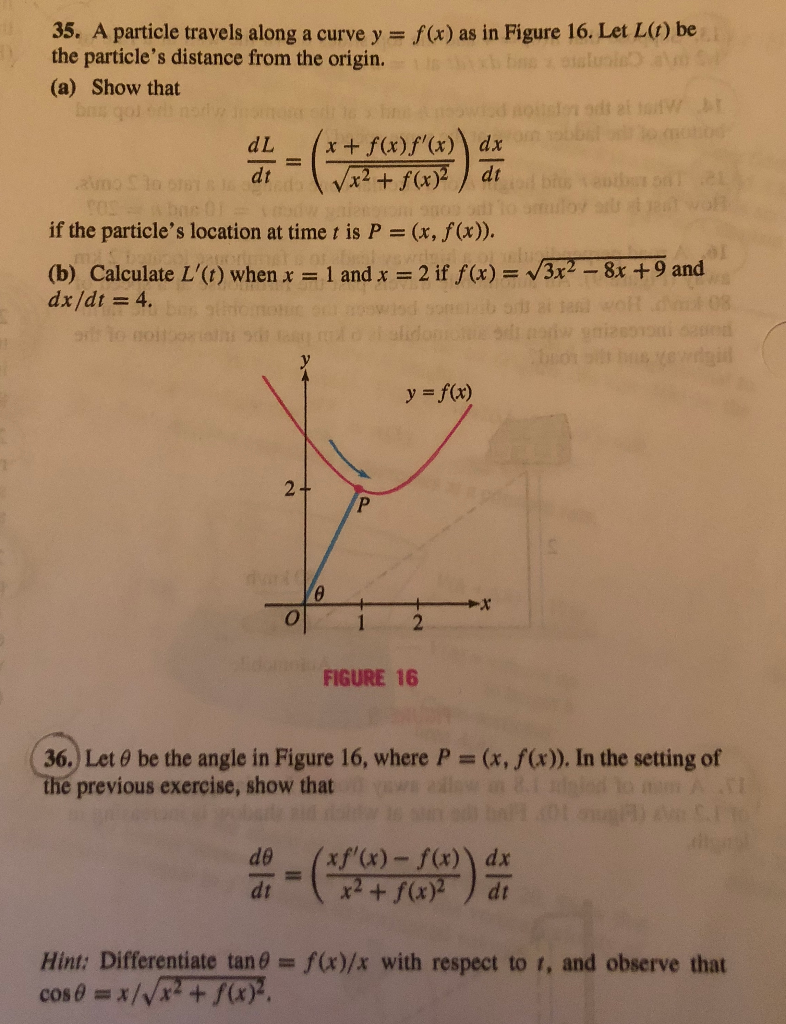 Solved 35 A Particle Travels Along A Curve Y F X As I Chegg Com