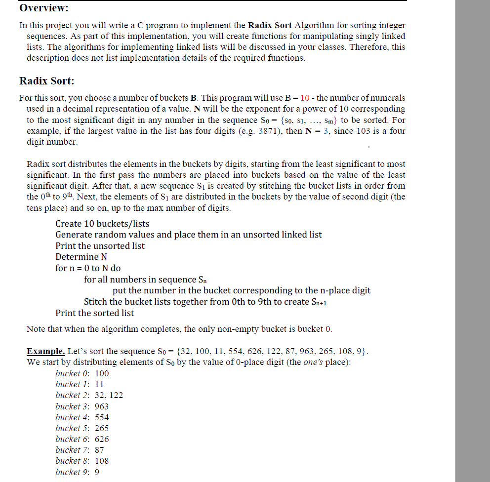 Solved Overview: In this project you will write a C program | Chegg.com
