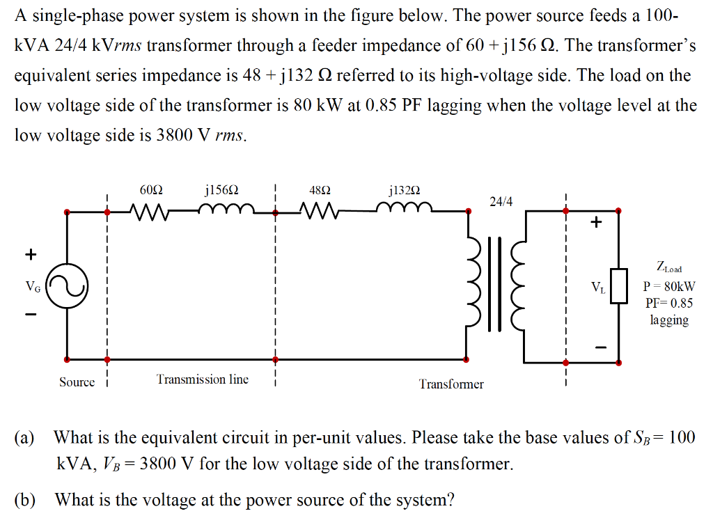 Solved A single-phase power system is shown in the figure | Chegg.com