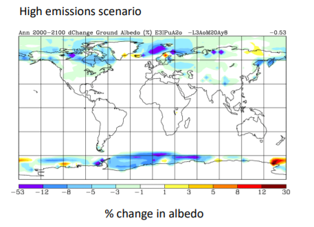 Solved In The Map Below, The Predicted Change In Albedo From | Chegg.com