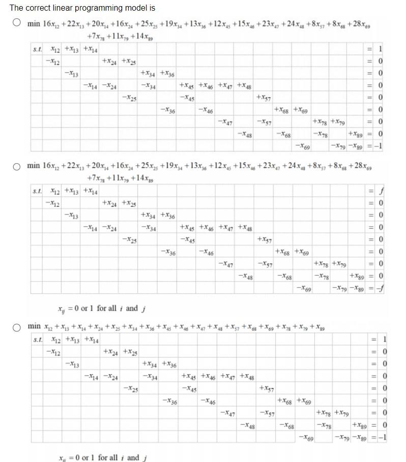 The correct linear programming model is | Chegg.com