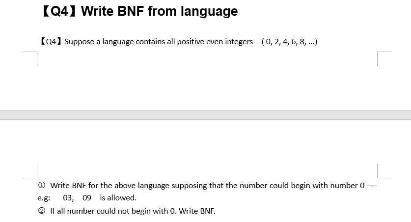 Solved [Q4] Write BNF From Language [Q4] Suppose A Language | Chegg.com