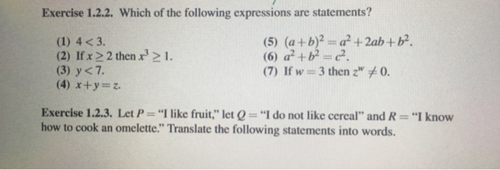 Solved Exercise 1.2.2. Which of the following expressions | Chegg.com