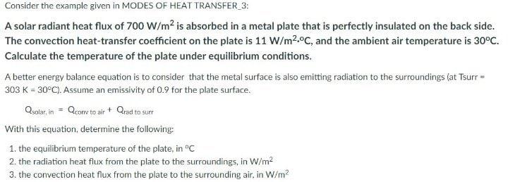 Solved Consider The Example Given In MODES OF HEAT | Chegg.com