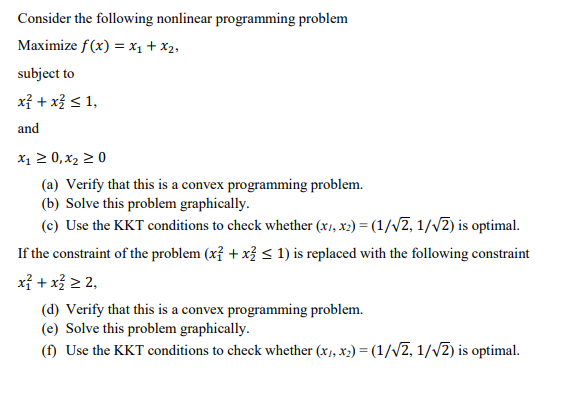 Solved Consider the following nonlinear programming problem | Chegg.com