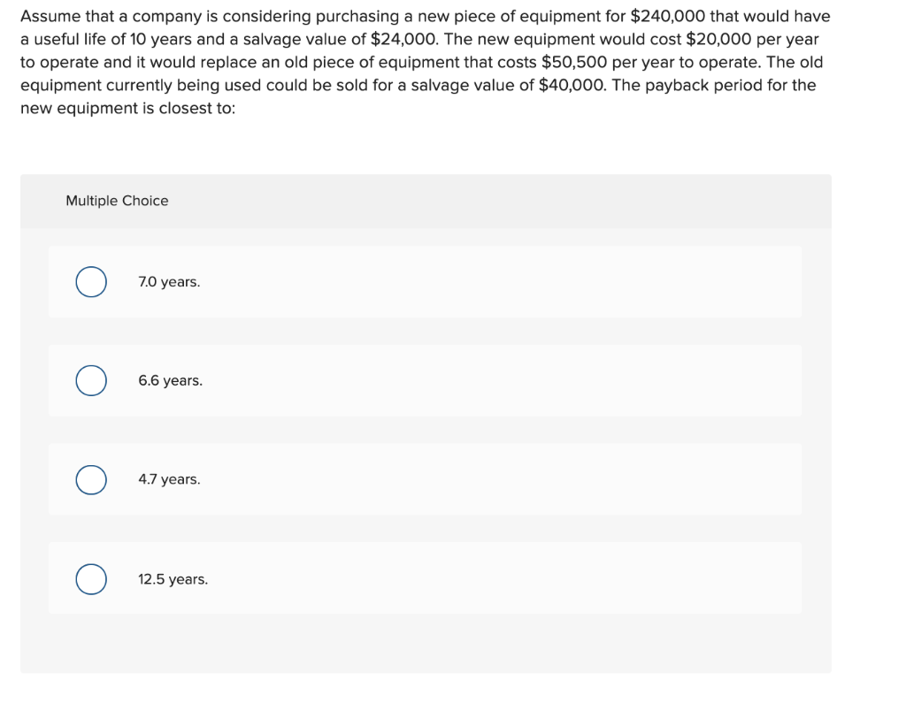 Solved Assume that a company is considering purchasing a new