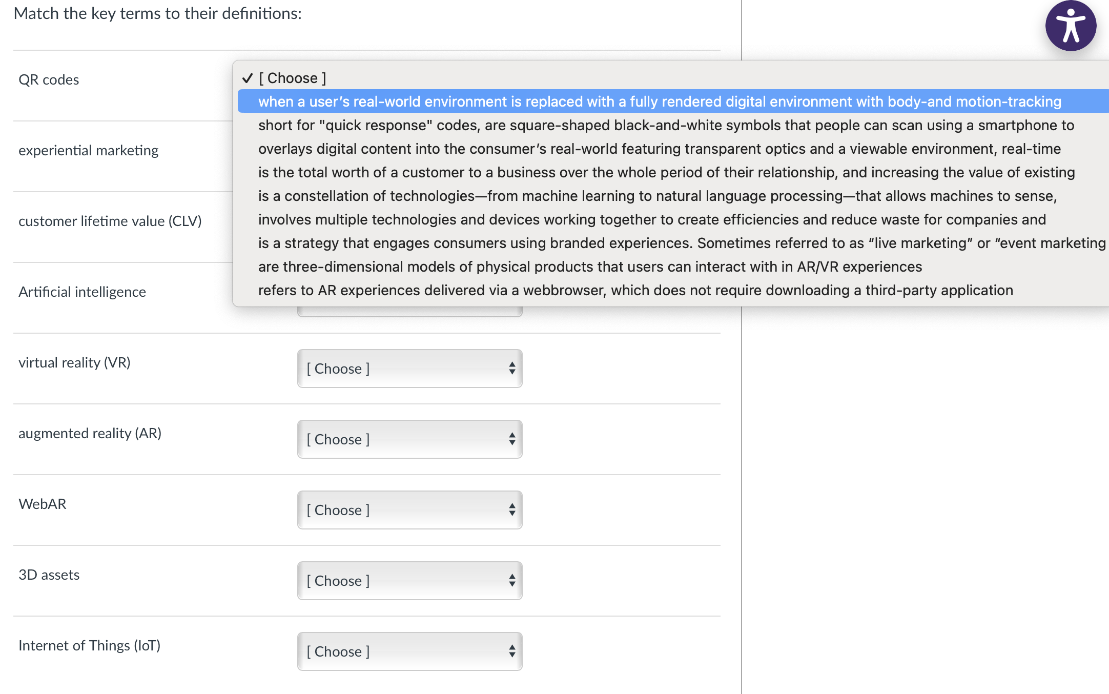 Match the key terms to their definitions: QR codes | Chegg.com