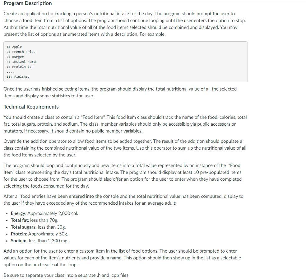Solved Program Description Create an application for | Chegg.com