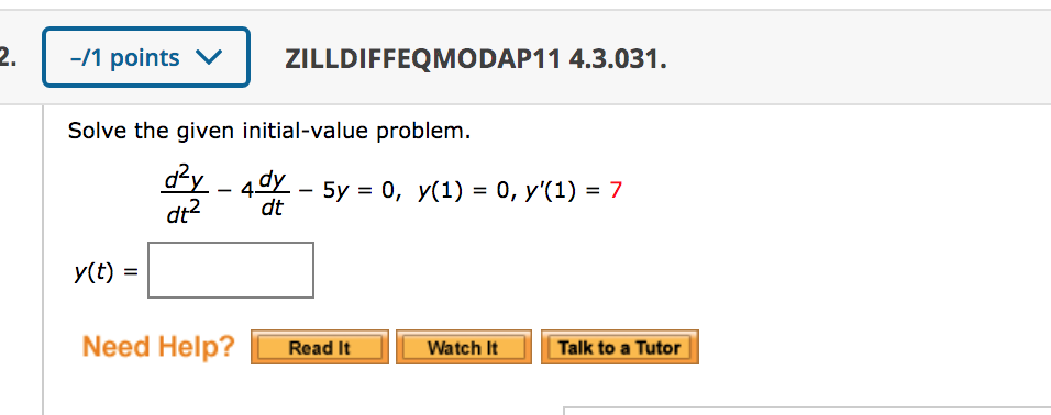 Solved -11 Points V| ZILLDIFFEQMODAP11 4.3.031. Solve The | Chegg.com