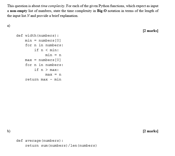 Solved This question is about time complexity. For each of | Chegg.com