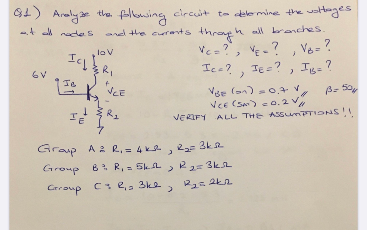 Solved At) Analyze The Following Circuit To Determine The | Chegg.com