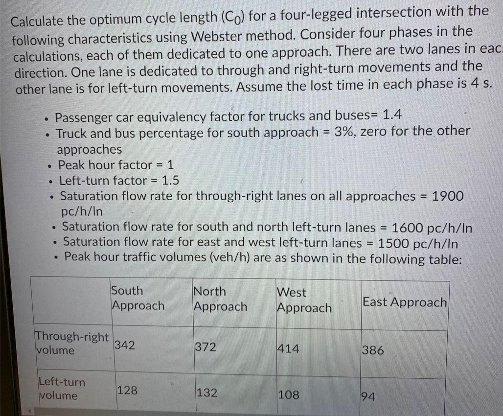 Solved Calculate the optimum cycle length (Co) for a | Chegg.com