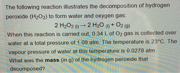 Solved The following reaction illustrates the decomposition | Chegg.com