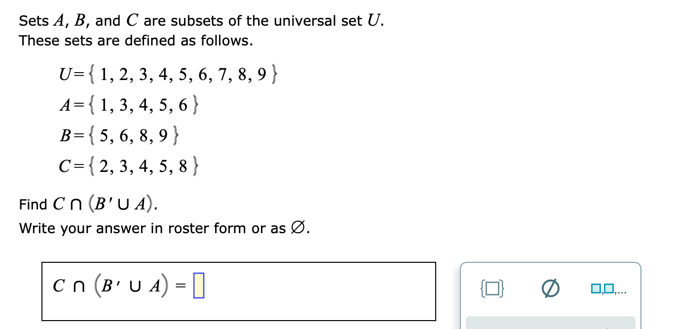 Solved Sets A, B, And C Are Subsets Of The Universal Set U. | Chegg.com