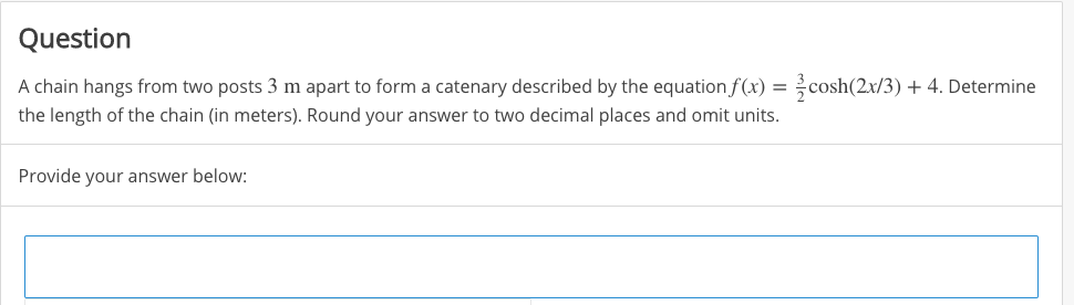 Hanging Chain Math Problem Solved Question A chain hangs from two posts 3 m apart to | Chegg.com