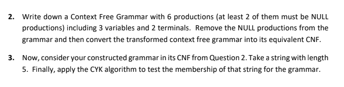 Solved 2. Write down a Context Free Grammar with 6 | Chegg.com