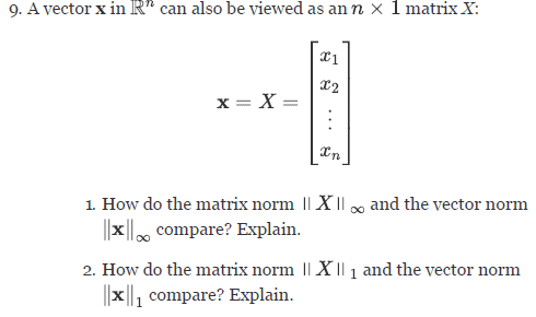 Solved 9. A vector x in R™ can also be viewed as an n x 1 | Chegg.com