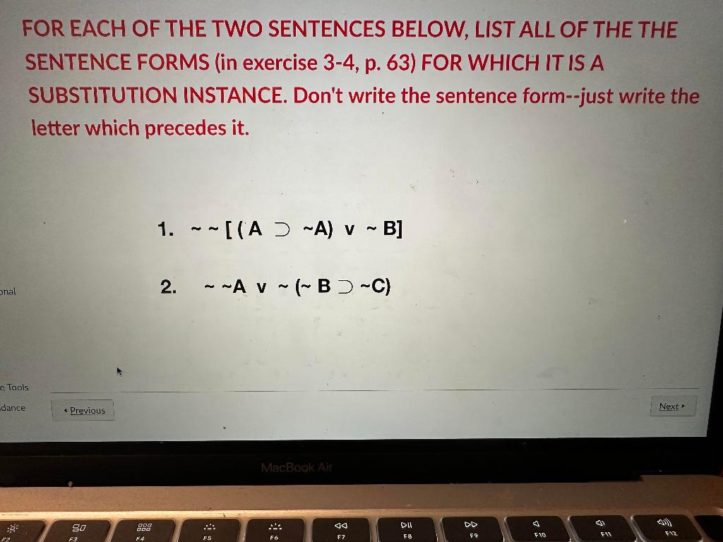 Solved FOR EACH OF THE TWO SENTENCES BELOW, LIST ALL OF THE | Chegg.com