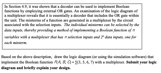 Solved In Section 4.9 , it was shown that a decoder can be | Chegg.com
