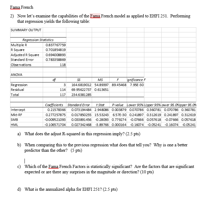 Fama French 2) Now let's examine the capabilities of | Chegg.com