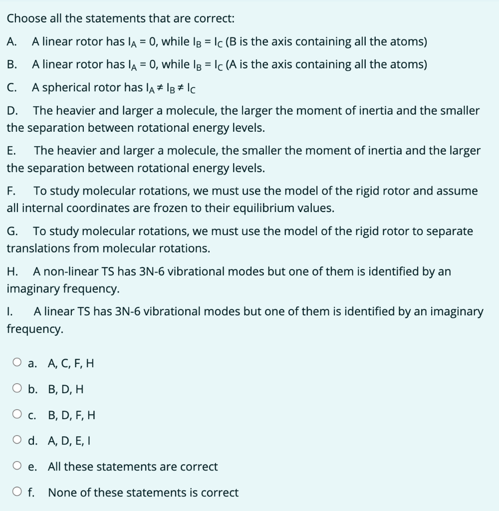 Solved Choose all the statements that are correct: A. A | Chegg.com