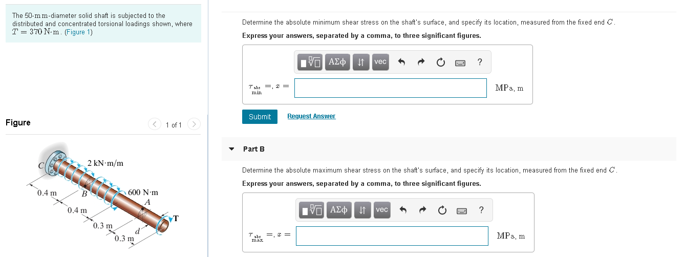 Solved The 50-mm-diameter solid shaft is subjected to the | Chegg.com