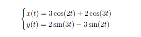 Solved {a(t) = 3 cos(2t) + 2 cos(3t) (t) = 2 sin(3t) – 3 | Chegg.com