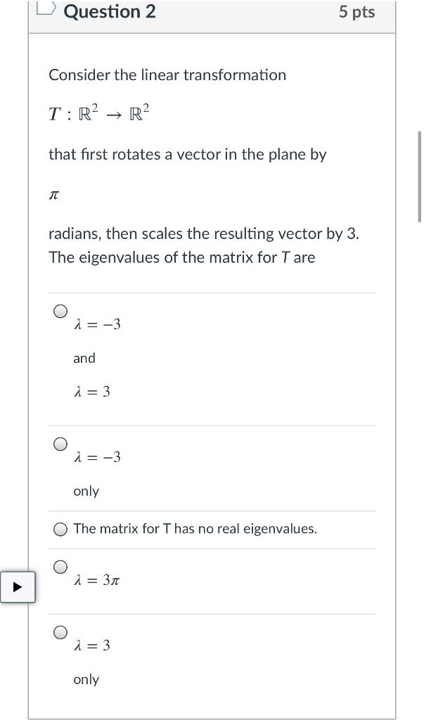 Solved Question 1 5 pts Let A = k 3 Find all the values of k | Chegg.com