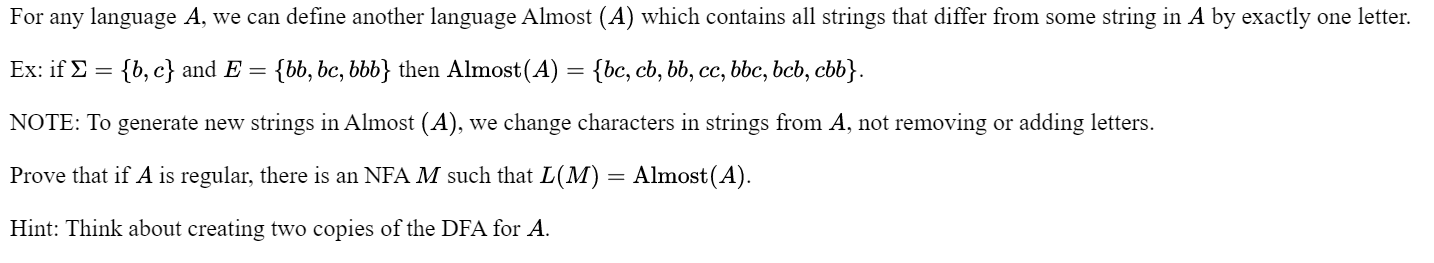 For any language A, we can define another language | Chegg.com