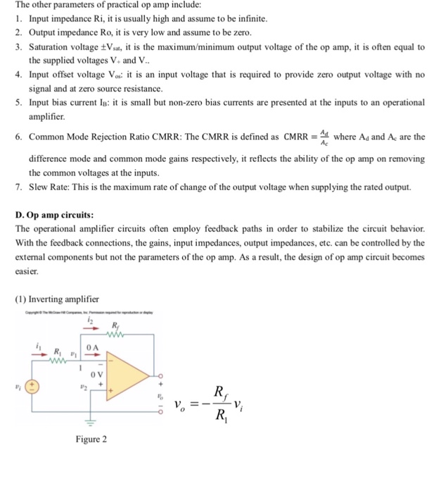 Solved Laboratory 1 operation amplifier characteristics A.