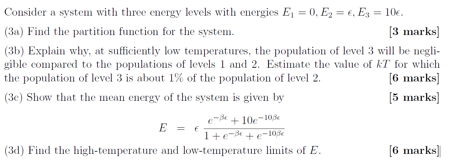 Solved Consider a system with three energy levels with | Chegg.com