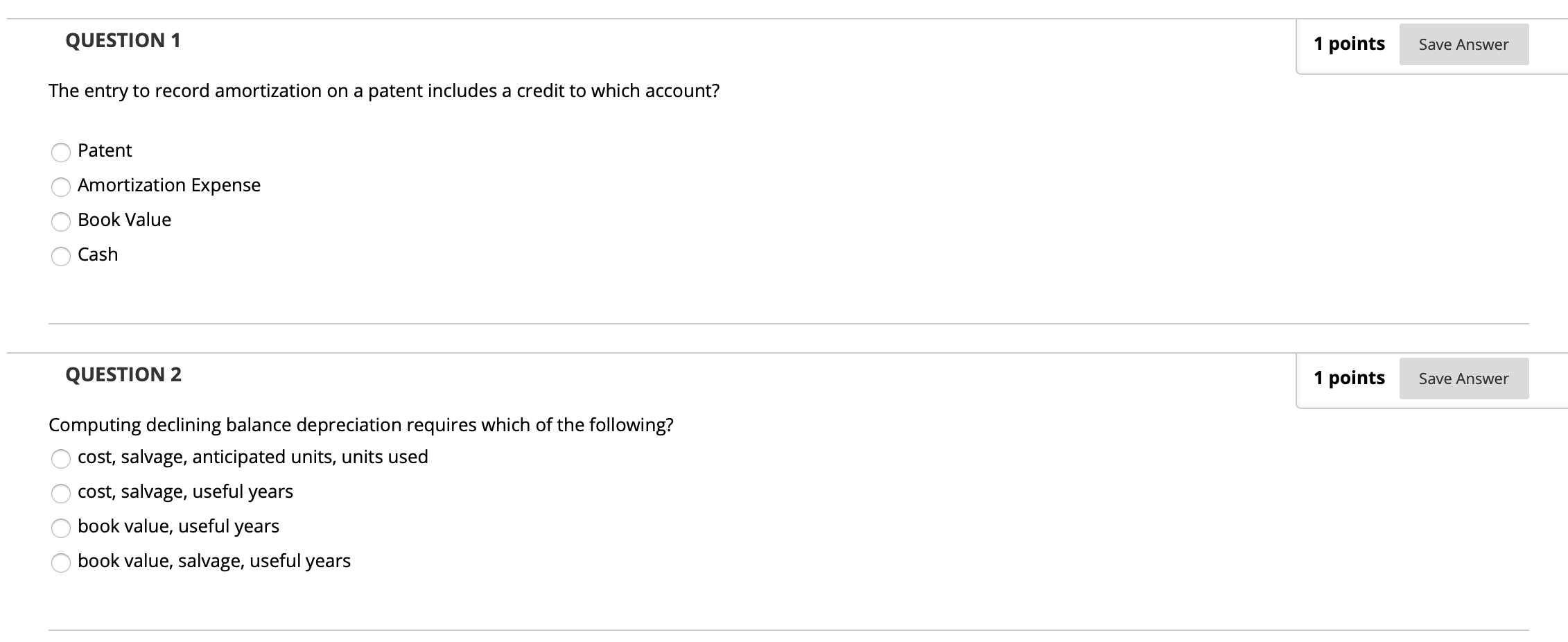 Solved QUESTION 1 1 points Save Answer The entry to record | Chegg.com
