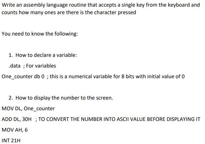 Solved Write an assembly language routine that accepts a | Chegg.com