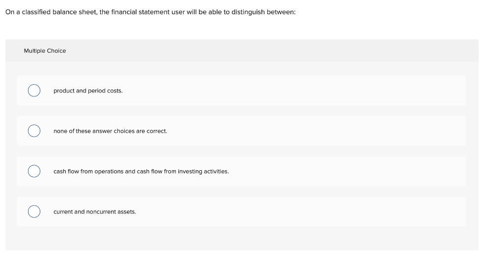 Solved On A Classified Balance Sheet The Financial Chegg