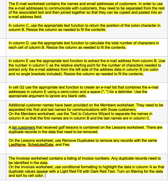 Solved The E-mail worksheet contains the names and email | Chegg.com