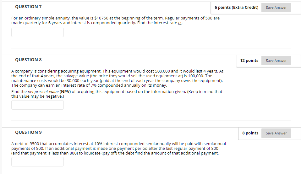 Solved Save Answer QUESTION 7 6 points (Extra Credit) For an | Chegg.com