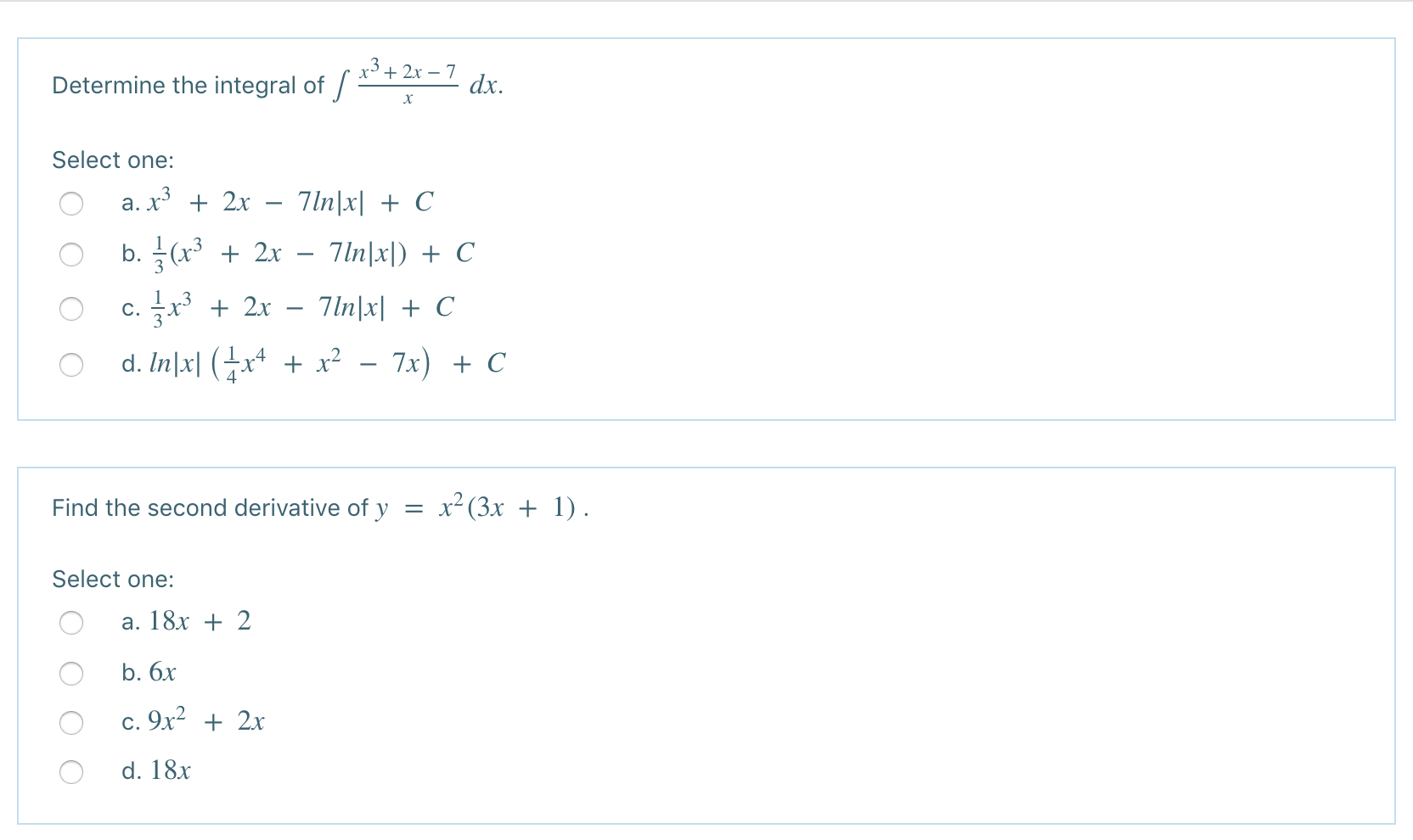 Solved Determine The Integral Of S Xº 7 Dx Select Chegg Com