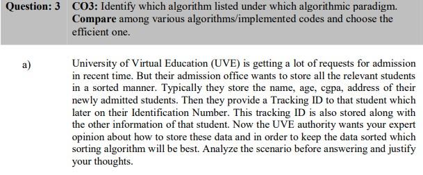 Solved Question: 3 C03: Identify which algorithm listed | Chegg.com
