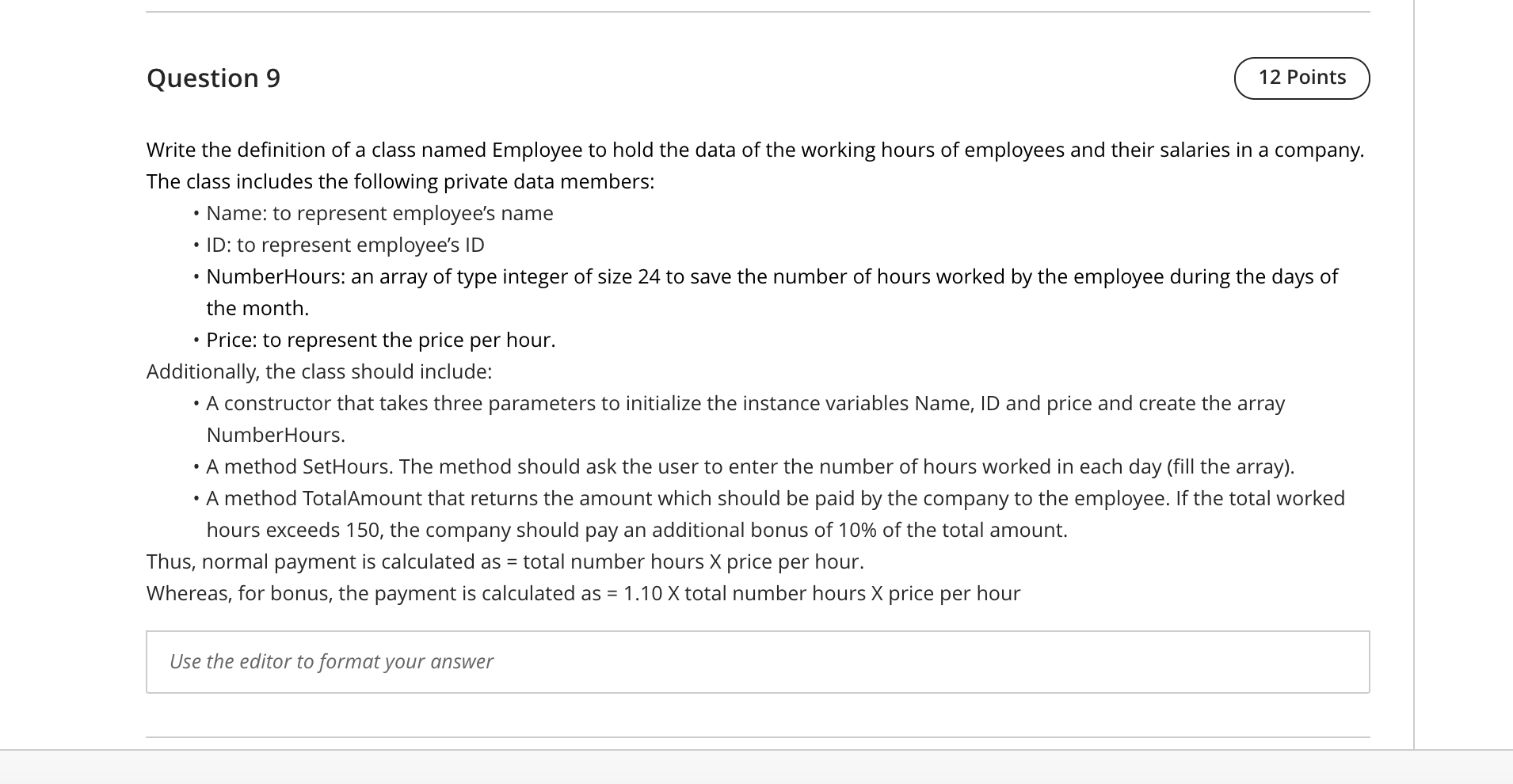 Solved Х Question 1 6 Points Consider the following class to | Chegg.com