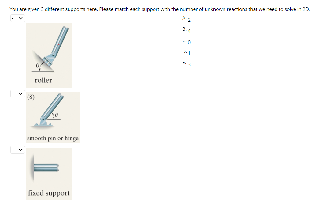Solved You are given 3 different supports here. Please match | Chegg.com