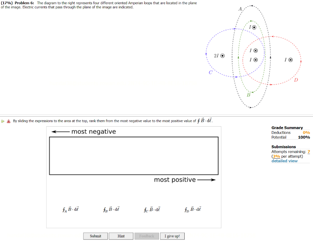 \( (17 \%) \) Problem 6: The diagram to the right represents four different oriented Amperian loops that are located in the p