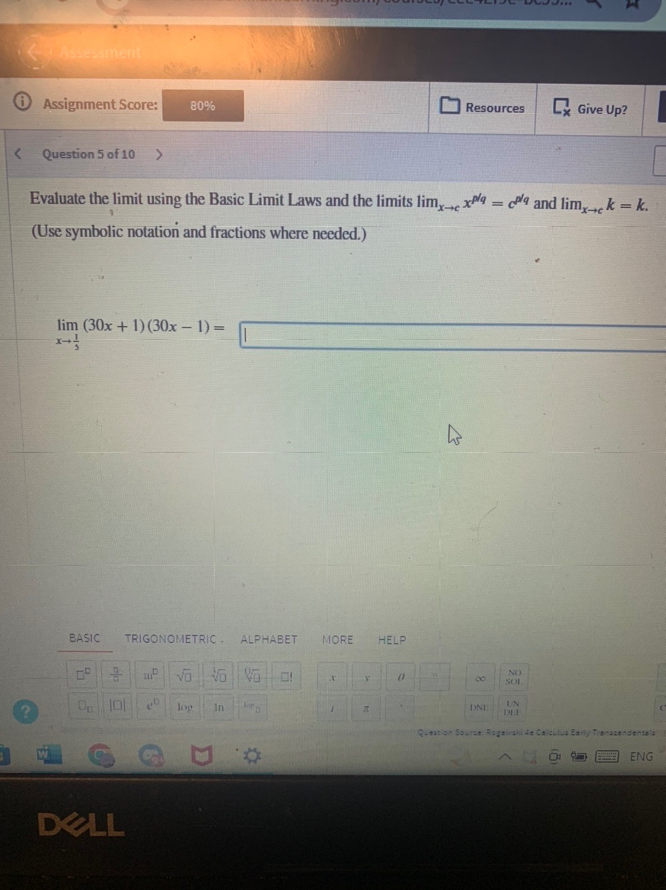 Solved Evaluate the limit using the Basic Limit Laws and the | Chegg.com